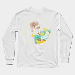 Boy With Daffodils Long Sleeve T-Shirt